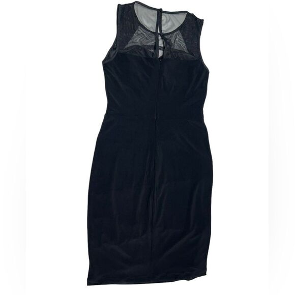 Dress Barn Black Sleeveless Mini Dress Crewneck Sheer Top Gems Back Cutout Cute - Picture 5 of 8